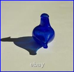 Iittala NUUTAJARVI Birds Glass Golden Crested Kinglet Blue color Oiva Toikka