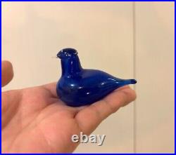 Iittala NUUTAJARVI Birds Glass Golden Crested Kinglet Blue color Oiva Toikka