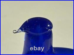 Iittala NUUTAJARVI Birds Glass Golden Crested Kinglet Blue color Oiva Toikka