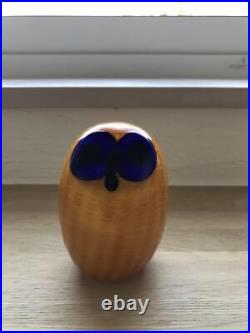 Iittala Northern Birds Yellow Owl Oiba Toikka Glass Finland Figurine Box