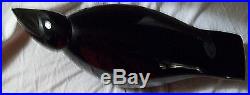 Iittala OIVA TOIKKA Raven Glass Bird 1999 Signed with Box Black Great Condition