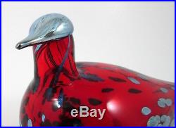 Iittala OivaToikka Ruby Red Bird with Original Box Scandinavian Art Glass #2
