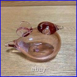 Iittala Oiva Bird Mother & Baby Salmon Pink Set of 2 Rare