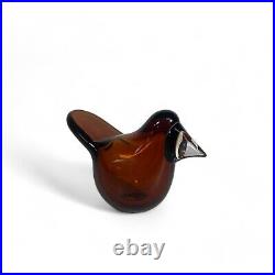 Iittala Oiva Toikka Art Glass Bird Dark Amber Flycatcher