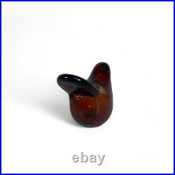 Iittala Oiva Toikka Art Glass Bird Dark Amber Flycatcher