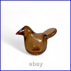 Iittala Oiva Toikka Art Glass Bird Peach Amber Flycatcher