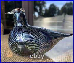 Iittala Oiva Toikka Art Glass Bird Pheasant Signed Blue Silver Black Multicolor