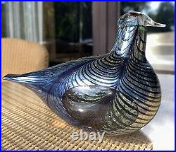 Iittala Oiva Toikka Art Glass Bird Pheasant Signed Blue Silver Black Multicolor