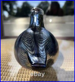 Iittala Oiva Toikka Art Glass Bird Pheasant Signed Blue Silver Black Multicolor