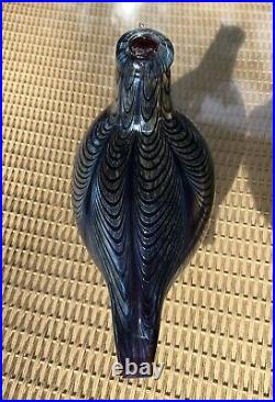 Iittala Oiva Toikka Art Glass Bird Pheasant Signed Blue Silver Black Multicolor