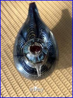 Iittala Oiva Toikka Art Glass Bird Pheasant Signed Blue Silver Black Multicolor