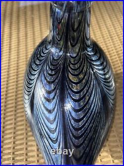 Iittala Oiva Toikka Art Glass Bird Pheasant Signed Blue Silver Black Multicolor