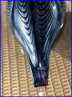 Iittala Oiva Toikka Art Glass Bird Pheasant Signed Blue Silver Black Multicolor