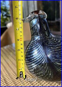 Iittala Oiva Toikka Art Glass Bird Pheasant Signed Blue Silver Black Multicolor