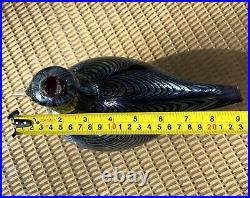 Iittala Oiva Toikka Art Glass Bird Pheasant Signed Blue Silver Black Multicolor