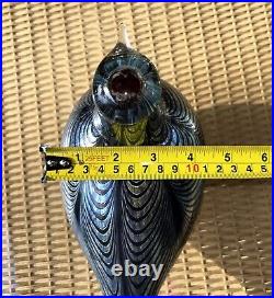 Iittala Oiva Toikka Art Glass Bird Pheasant Signed Blue Silver Black Multicolor