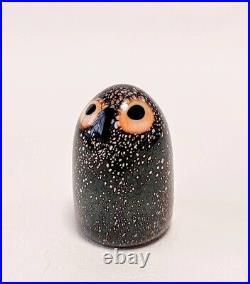 Iittala Oiva Toikka Glass Bird Black Owl Finland Figurine Art LikeNew with Box