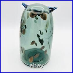Iittala Oiva Toikka Glass Figurine Birds Long eared Owl Clear Blue H 7.5