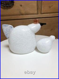 Iittala Oiva Toikka Happy Chicken Signed Parent-child Figurine Glass Art Used