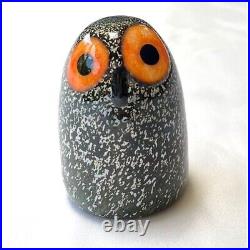 Iittala Oiva Toikka Little Barn Owl Bird Figurine Un-lead Glass Brown #174-2