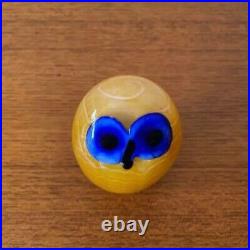 Iittala Oiva Toikka Northern Owl Yellow Blue Scope Figurine Un-lead Glass