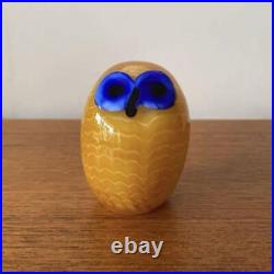 Iittala Oiva Toikka Northern Owl Yellow Scope Figurine Glass Art Used From JAPAN