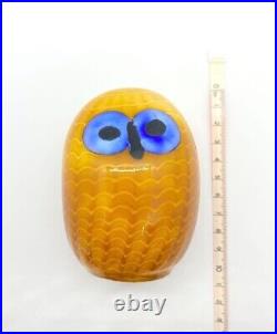 Iittala Oiva Toikka Northern Owl Yellow Scope Figurine Glass Art pale blue eyes