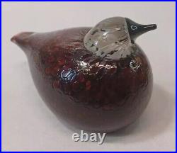 Iittala Oiva Toikka Nuutajarvi Rosy Finch Glass Bird Signed RARE