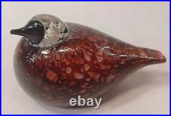 Iittala Oiva Toikka Nuutajarvi Rosy Finch Glass Bird Signed RARE