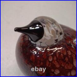 Iittala Oiva Toikka Nuutajarvi Rosy Finch Glass Bird Signed RARE