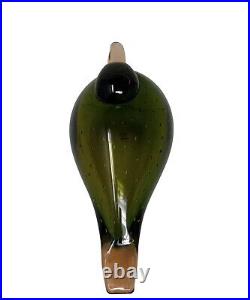 Iittala Oiva Toikka Signed Hand Blown Glass Art Glass Bird green Iittala Oiva Toikka Signed Hand Blown Glass Art Glass Bird green