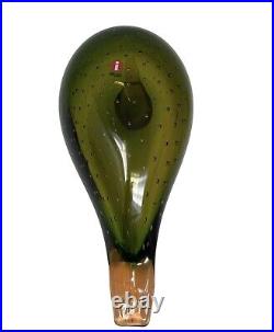 Iittala Oiva Toikka Signed Hand Blown Glass Art Glass Bird green Iittala Oiva Toikka Signed Hand Blown Glass Art Glass Bird green