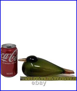 Iittala Oiva Toikka Signed Hand Blown Glass Art Glass Bird green Iittala Oiva Toikka Signed Hand Blown Glass Art Glass Bird green