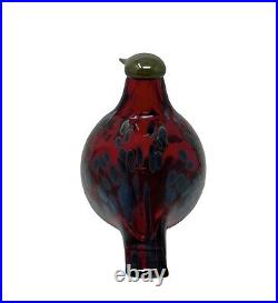 Iittala Oiva Toikka Signed Hand Blown Glass Speckled Bird ruby RED! LARGE