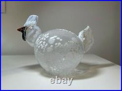 Iittala Oiva Toikka White Spotted Happy Chicken MOG Glass Bird ONE OF A KIND