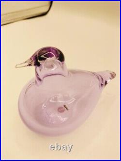 Iittala Oiva Toikka Winter Season Art Bird clear Glass purple No Box From Japan