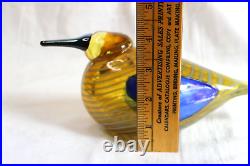 Iittala Oiva Toikka glass Annual Bird 2004 Blue Scaup Duck yellow Finland HTF