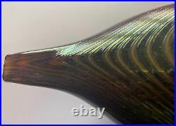 Iittala Oiva Toikka irridescent green/bronze glass bird, pheasant/partridge