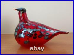 Iittala Oiva toikka figurine ruby? Bird cranberry glass signed box included