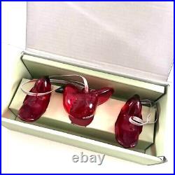 Iittala Ornament Glass Bird Red 3 Set Boxed Curious Mind of Oiva Toikka Unused