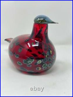 Iittala Ruby Red Bird Signed Oiva Toikka Nuutajärvi Finland Handblown Glass Art