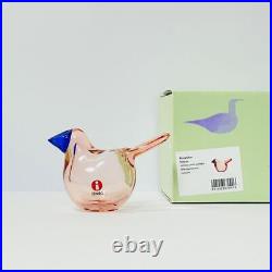 Iittala Sieppo Bird Salmon Pink & Blue Glass Figurine New Condition