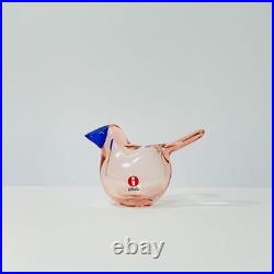 Iittala Sieppo Bird Salmon Pink & Blue Glass Figurine New Condition