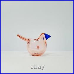 Iittala Sieppo Bird Salmon Pink & Blue Glass Figurine New Condition