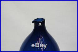 Iittala Timo Sarpaneva Vase/bottle Bird Bottle In Blue. Signed