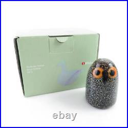 Iittala Toikka Glass Figurine Birds Little Barn Owl Handmade Brown withbox H 2.6in