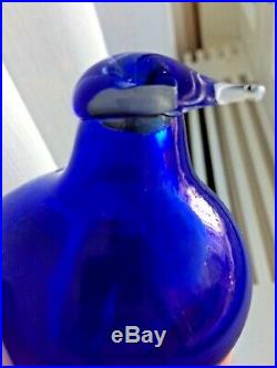 Interesting blue glass bird with gray colour inside head and tail Oiva Toikka