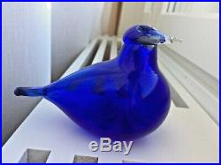 Interesting blue glass bird with gray colour inside head and tail Oiva Toikka
