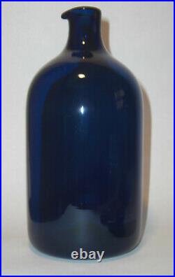 Lintupullo Bird Bottle Timo Sarpaneva Blue Glass Bottle Carafe Iittala