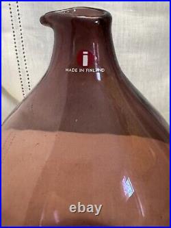 Lintupullo Bird Bottle Timo Sarpaneva Glass Decanter Signed & Dated 1957 Iittala